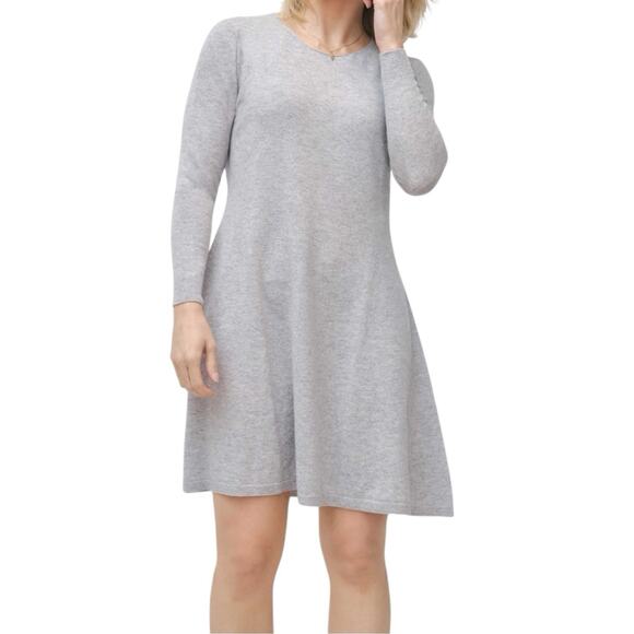 Oliver Charles Merino Wool Yak Light Grey All-Season Swing Dress M - Picture 1 of 11